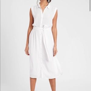 White BR cotton shirt dress with waist tie - size 0